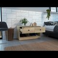 Tuhome Hamilton Storage Bench, Two Open Shelves, Two Drawers, Light Oak ZLD7110